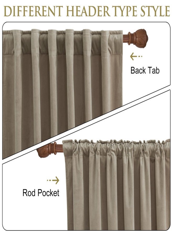 StangH 120 inches Long Camel Beige Velvet Curtains, Extra Long High Ceiling Sliding Door Covering Room Darkening Thermal Window Drapes for Dining Room/Cafe Store, W52 x L120, 1 Panel - Image 2